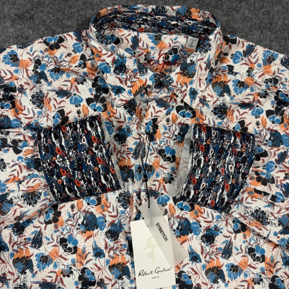 Robert Graham Abingdon Floral Button Down Mens S Multi Stretch Flip Cuff‎ NWT